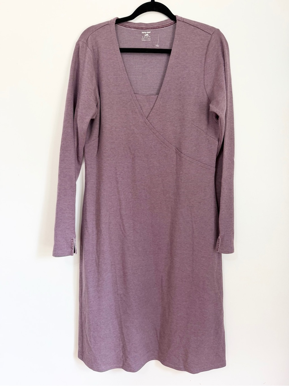 Horny Toad Womens Tomboy Wrap Knit Dress large Brown Pocket Long Sleeve Toad&Co